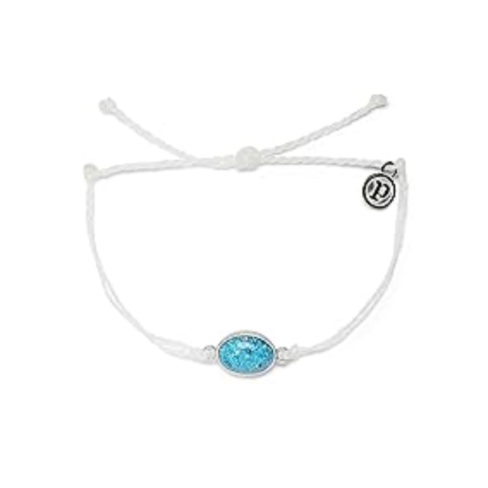 Pura Vida Silver-Plated Opal Bracelet w/Blue Stone - Adjustable Band NWT